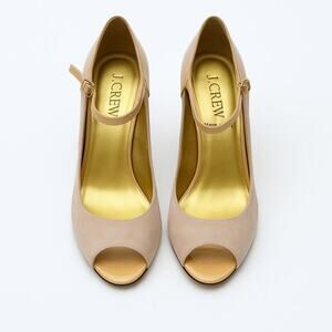 J.Crew Cossette Mary Jane Peep Toe Pumps Size 8 Pink Suede Patent Leather